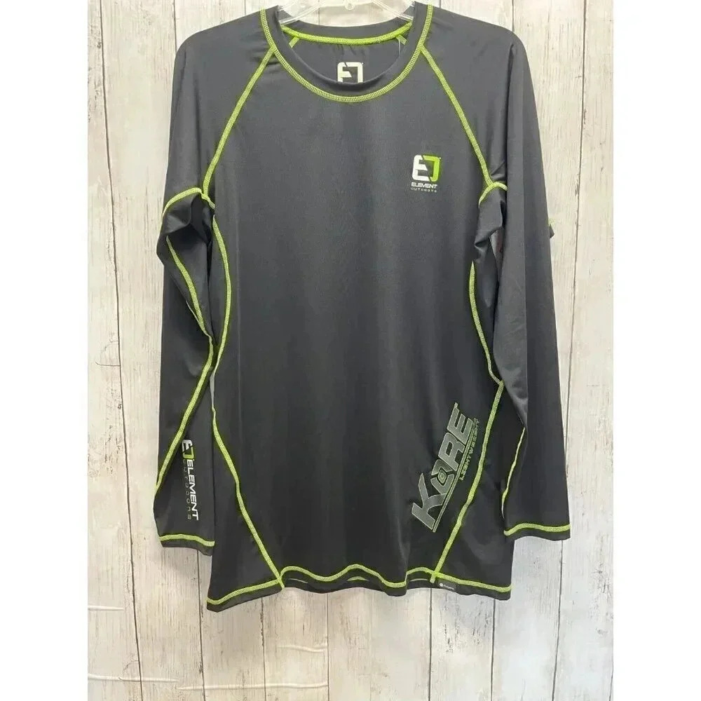 ELEMENT OUTDOOR MENS SIZE M KORE SERIES LONG SLEEVE WICKING BLACK GREEN SHIRT